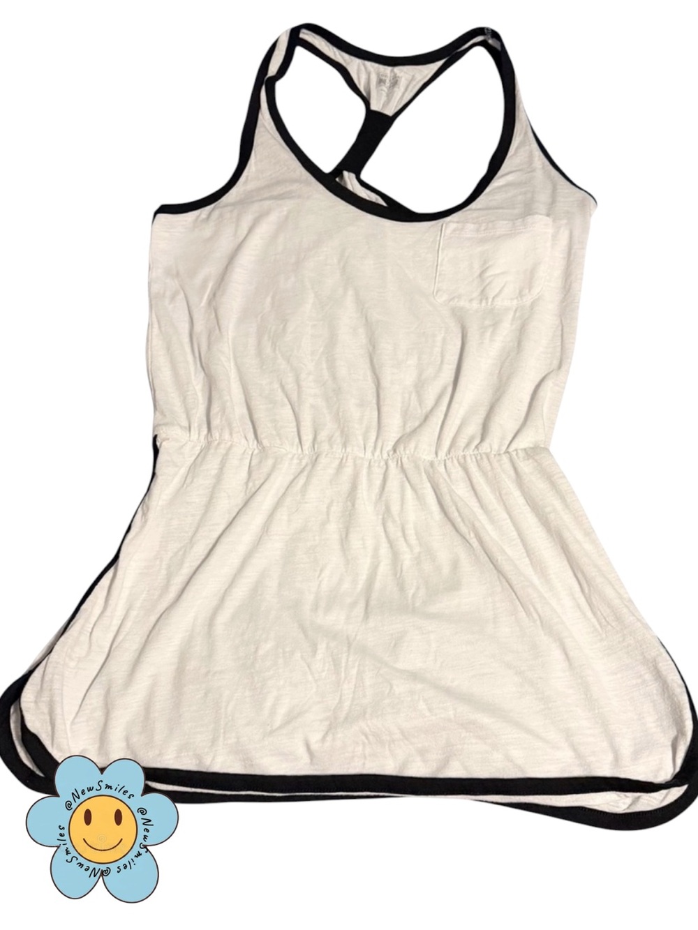 Converse One-Star ~ White Tennis /Tank Dress w/ Black Trim ~ Very Thin Material